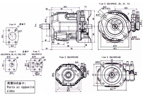 A10VSO18 Thread Variable Displacement Axial High Pressure Hydraulic Pump For Ship